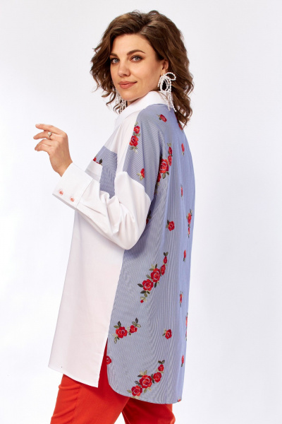 Белая блузка из ткани решелье с нагрудным карманом и застежкой Matini 4.1530/1 - фото 2