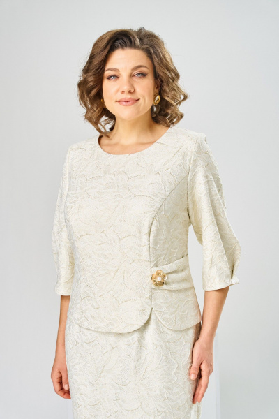 Платье Romanovich Style 1-2537 молочный/листики - фото 4