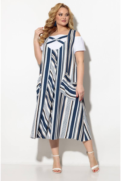 Платье Koketka i K 852 сине-белая_полоска - фото 1