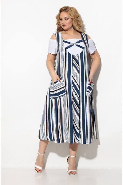 Платье Koketka i K 852 сине-белая_полоска - фото 2