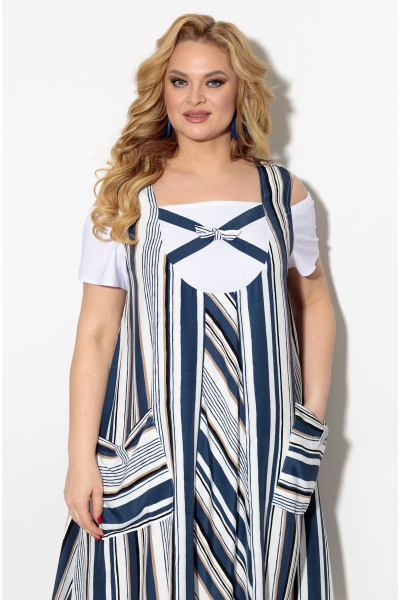 Платье Koketka i K 852 сине-белая_полоска - фото 5
