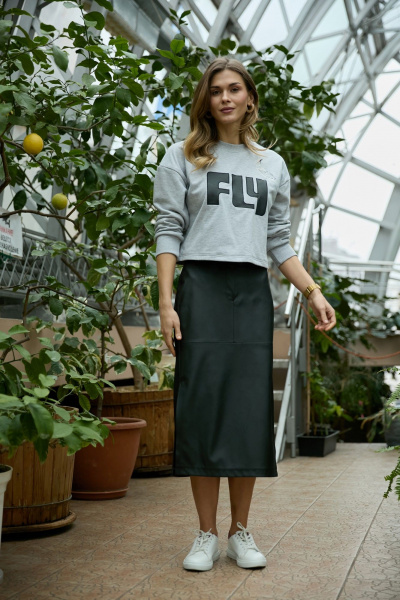 Джемпер, юбка iLOKA 26ILci4 серый-чёрный - фото 1