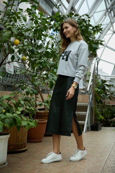 Джемпер, юбка iLOKA 26ILci4 серый-чёрный - фото 4