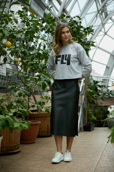 Джемпер, юбка iLOKA 26ILci4 серый-чёрный - фото 3