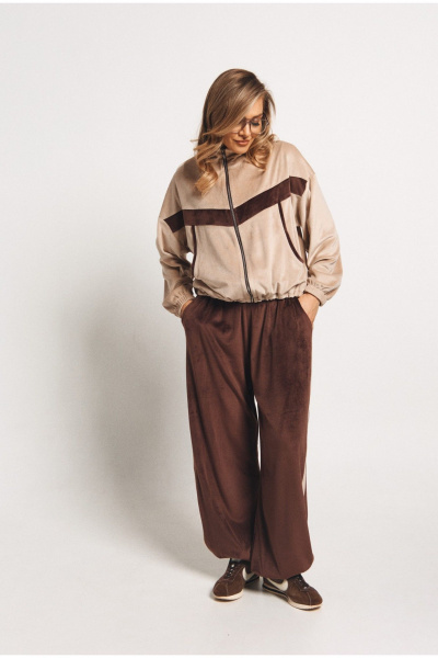 Брюки, джемпер Verita 2449 молочный+шоколад - фото 3