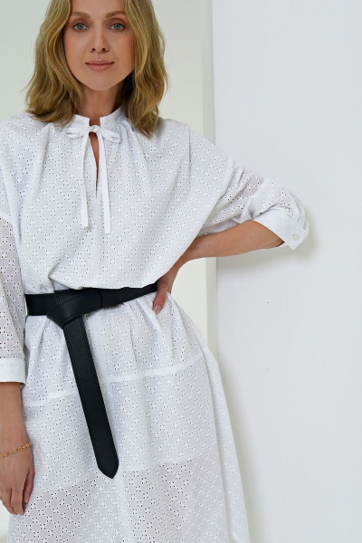 Белая хлопковая туника с оверсайз фасоном Nude 104 - фото 6