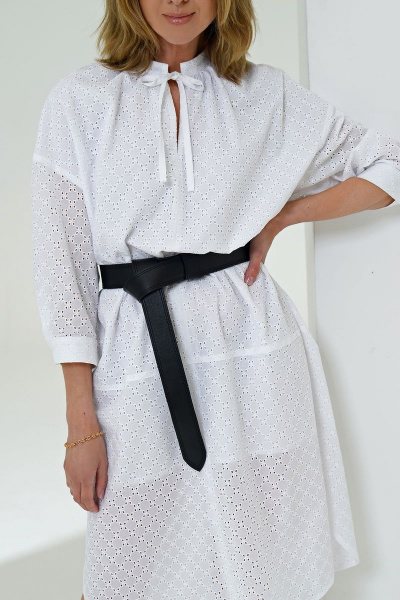 Белая хлопковая туника с оверсайз фасоном Nude 104 - фото 5