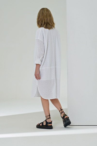 Белая хлопковая туника с оверсайз фасоном Nude 104 - фото 4