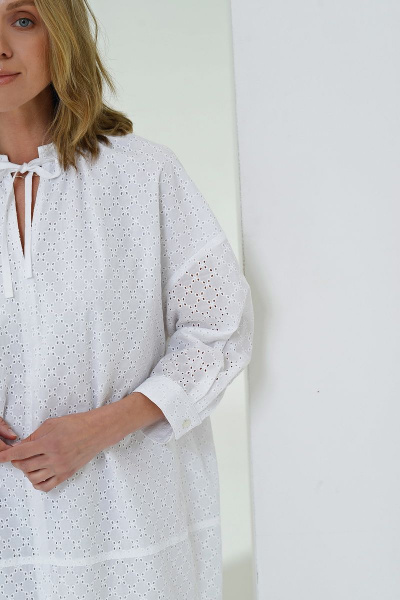 Белая хлопковая туника с оверсайз фасоном Nude 104 - фото 3