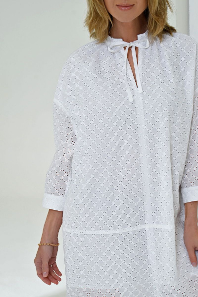 Белая хлопковая туника с оверсайз фасоном Nude 104 - фото 2