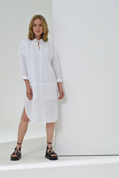 Белая хлопковая туника с оверсайз фасоном Nude 104 - фото 1