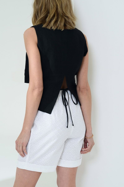 Белые хлопковые шорты с защипами и эластичным поясом Nude 88 - фото 8