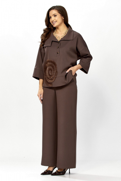 Блуза, брюки ZigzagStyle 559-2 шоколадный мусс - фото 7