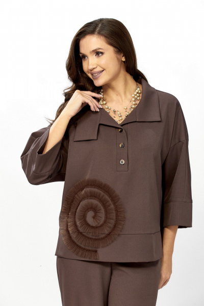 Блуза, брюки ZigzagStyle 559-2 шоколадный мусс - фото 6