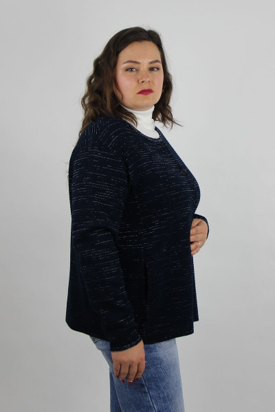 Жакет демисезонный вязаный с украшением в стиле На каждый день Полесье С2456-20 0С2148-Д43 158,164 т.синий - фото 3