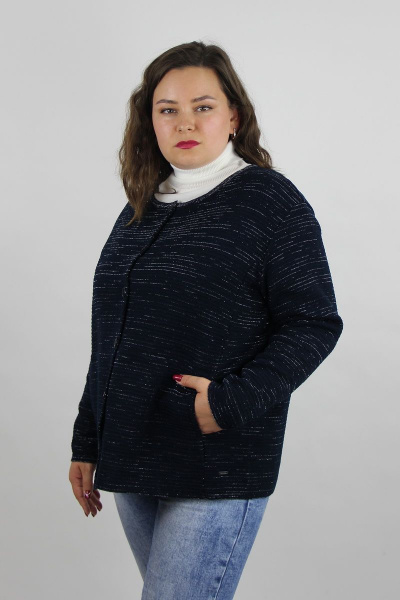 Жакет демисезонный вязаный с украшением в стиле На каждый день Полесье С2456-20 0С2148-Д43 158,164 т.синий - фото 1