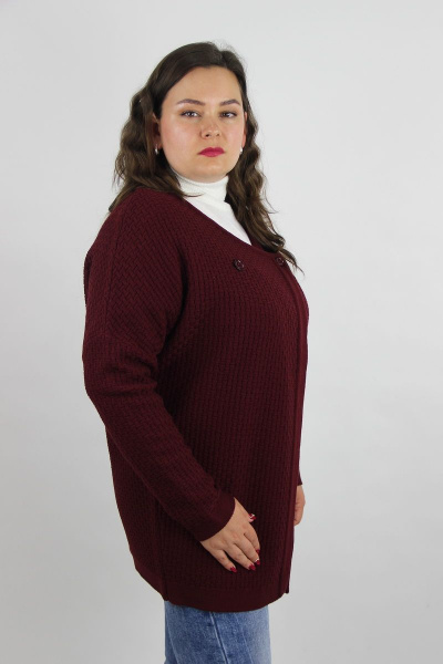 Жакет женский красный демисезонный из шерстяного трикотажа с длинным рукавом Полесье С2577-18 8С0548-Д43 158,164 св.бордовый - фото 3