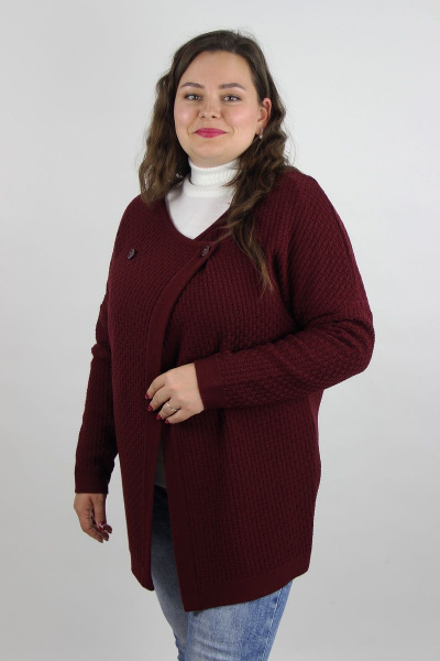 Жакет женский красный демисезонный из шерстяного трикотажа с длинным рукавом Полесье С2577-18 8С0548-Д43 158,164 св.бордовый - фото 1