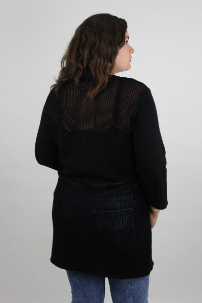 Жакет женский удлиненный демисезонный из хлопкового трикотажа с коротким рукавом Полесье С2985-19 9С0374-Д43 158,164 черный_антрацит - фото 4