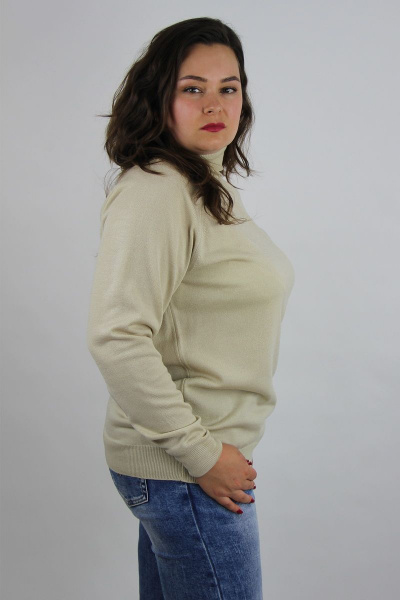 Демисезонный вязаный свитер с регланом и высоким воротником Полесье С3433-17 7С1582-Д43 170,176 жемчуг - фото 3