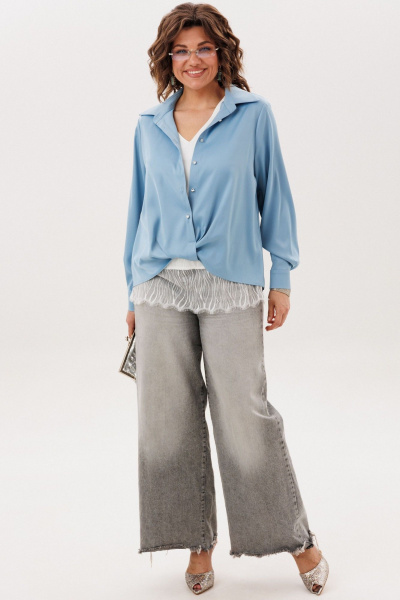 Блуза Anelli 1663 голубая-лагуна - фото 2