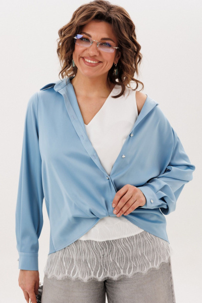 Блуза Anelli 1663 голубая-лагуна - фото 1
