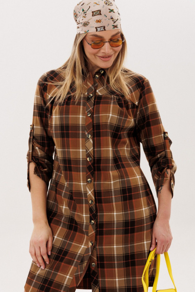 Платье Anelli 1835 карамельная-клетка - фото 10