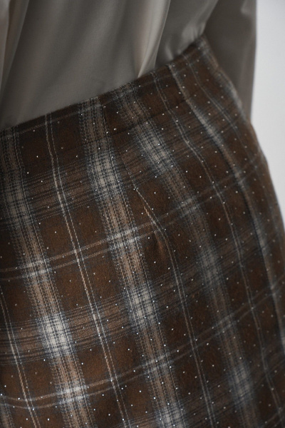 Юбка MilMil 1301 принт-клетка коричневый - фото 6
