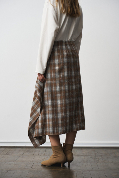 Юбка MilMil 1301 принт-клетка коричневый - фото 5