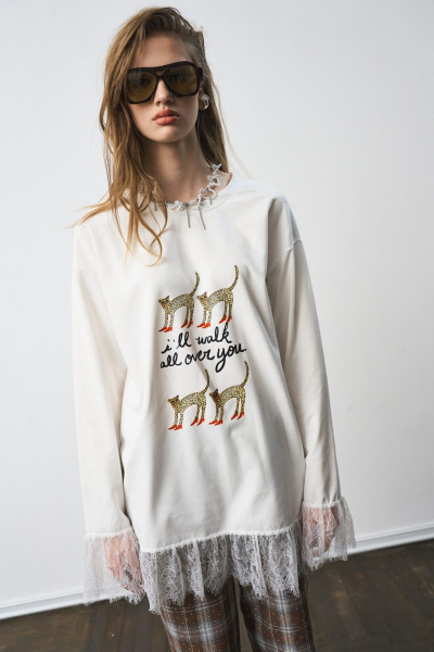 Лонгслив MilMil 1305 молоко принт - фото 7