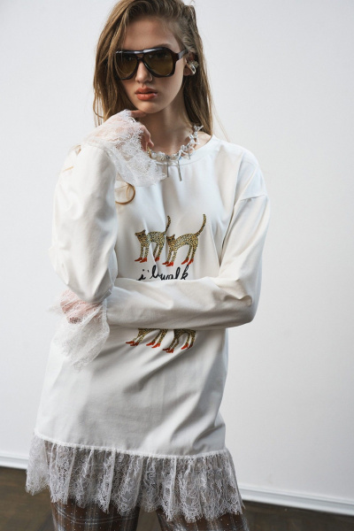 Лонгслив MilMil 1305 молоко принт - фото 6