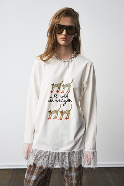 Лонгслив MilMil 1305 молоко принт - фото 1