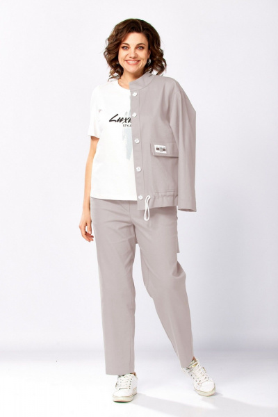 Брюки, бомбер, топ Милора-стиль 1444 бежевый - фото 1