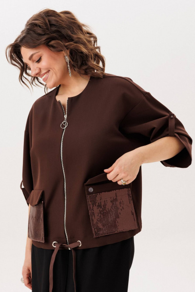 Жакет Anelli 1788 мокко_сияние - фото 6