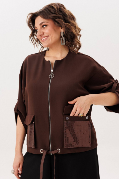 Жакет Anelli 1788 мокко_сияние - фото 2