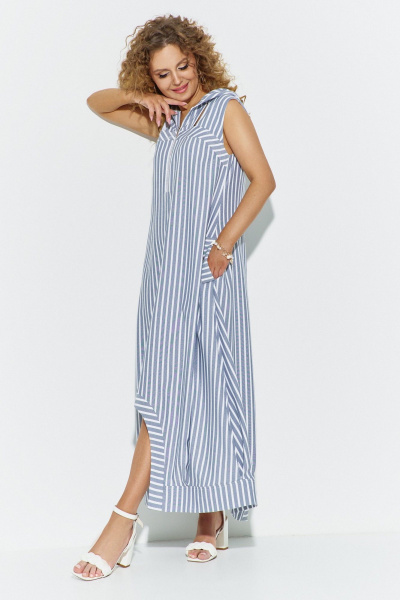 Сарафан Euromoda 683 серо-синий+белый - фото 2