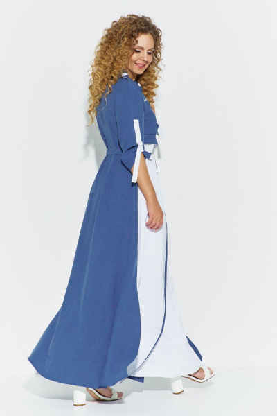 Платье Euromoda 691 синий/белый - фото 3