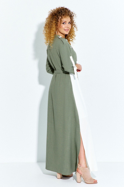 Платье Euromoda 691 хаки/белый - фото 3