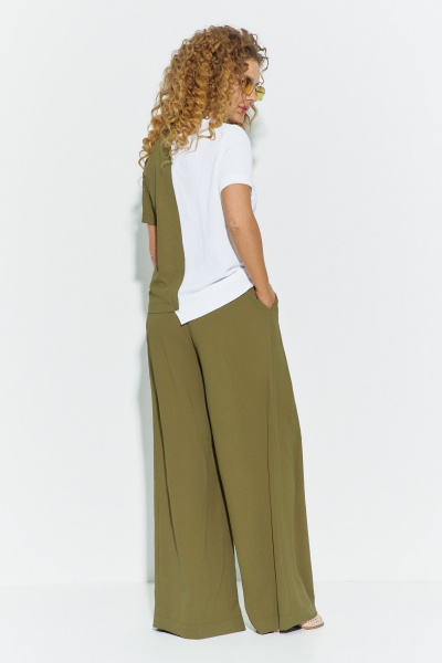 Блуза, брюки Euromoda 694 хаки/белый - фото 3