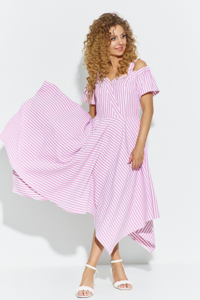Платье Euromoda 704 розовая_полоса - фото 2