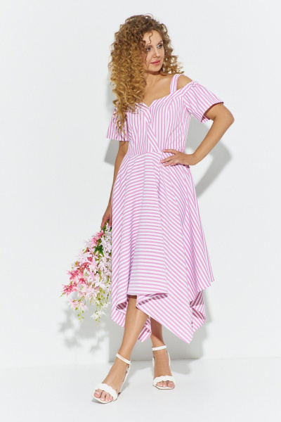Платье Euromoda 704 розовая_полоса - фото 1