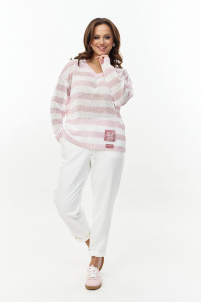 Джемпер AVE RARA 2260/1 бело-розовый - фото 4