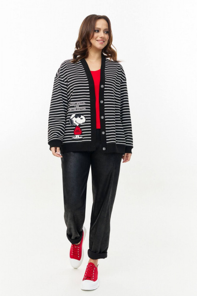 Кардиган AVE RARA 2263 черно-белая полоска - фото 7