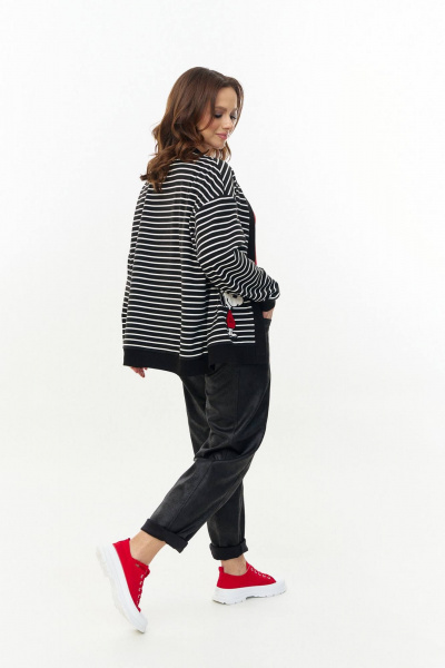 Кардиган AVE RARA 2263 черно-белая полоска - фото 6