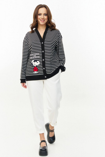 Кардиган AVE RARA 2263 черно-белая полоска - фото 2