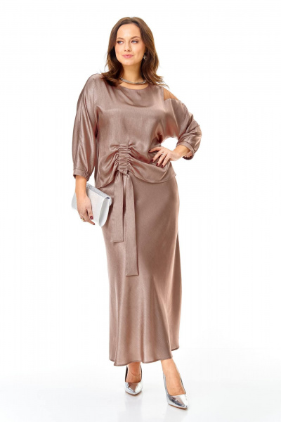 Блуза, юбка Karina deLux M-1425 светло-коричневый - фото 1