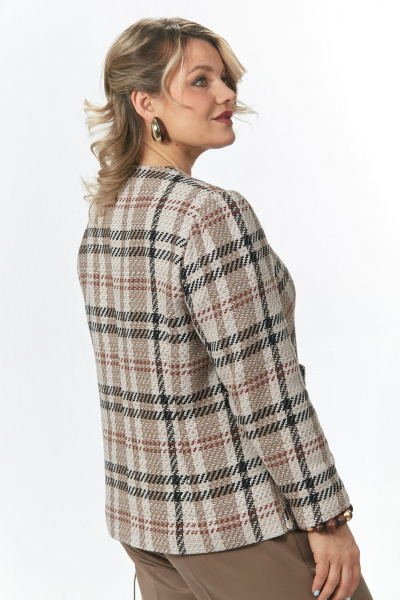 Брюки, жакет OVERYOU М242 бежево-орех с беж - фото 4