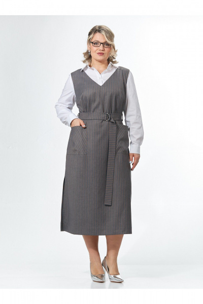 Сарафан OVERYOU М243 серо-оранжевый - фото 1