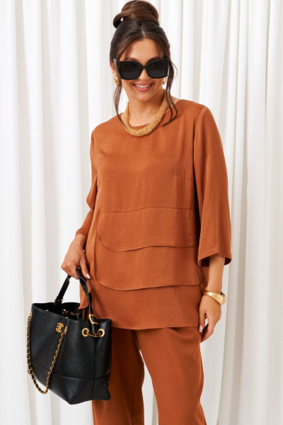 Блуза, брюки Beautiful&Free 6429 миндаль - фото 5