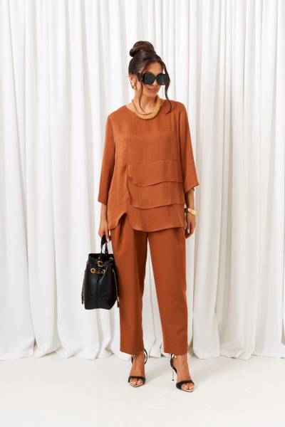 Блуза, брюки Beautiful&Free 6429 миндаль - фото 2